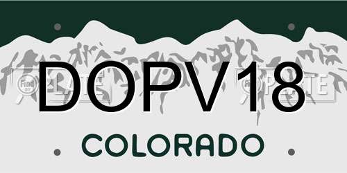 DOPV18 Colorado License Plate