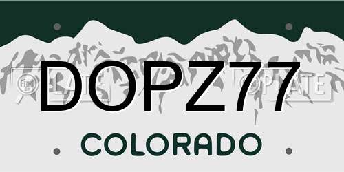 DOPZ77 Colorado License Plate