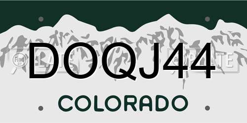 DOQJ44 Colorado License Plate