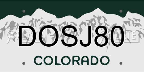 DOSJ80 Colorado License Plate