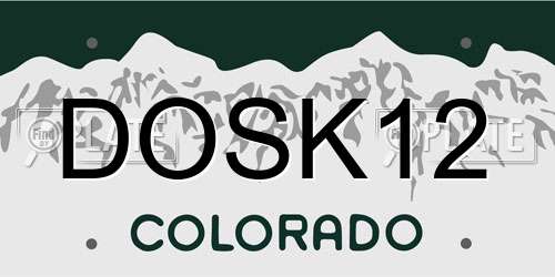 DOSK12 Colorado License Plate