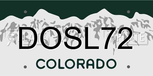DOSL72 Colorado License Plate