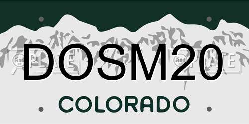 DOSM20 Colorado License Plate