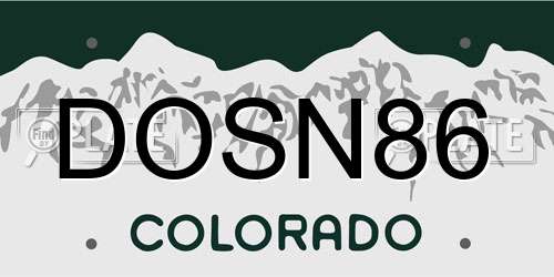 DOSN86 Colorado License Plate