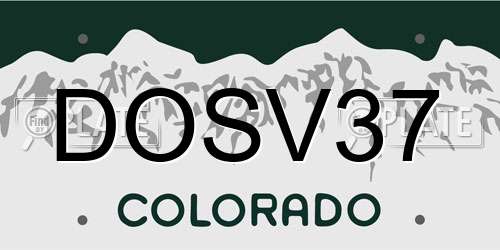 DOSV37 Colorado License Plate