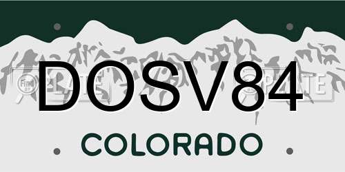 DOSV84 Colorado License Plate