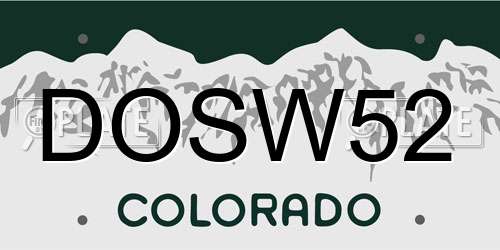 DOSW52 Colorado License Plate
