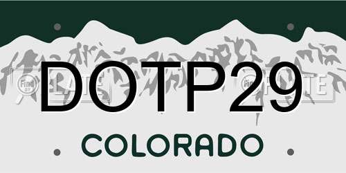 DOTP29 Colorado License Plate