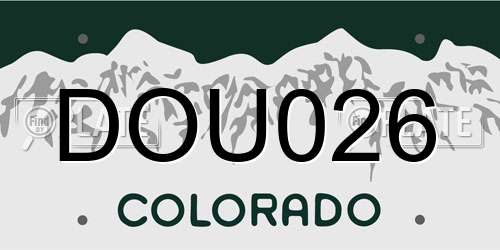 DOU026 Colorado License Plate