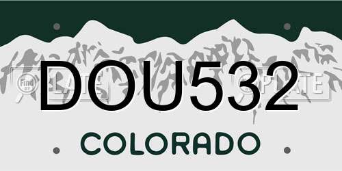 DOU532 Colorado License Plate