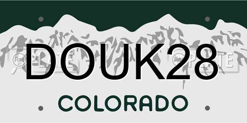 DOUK28 Colorado License Plate