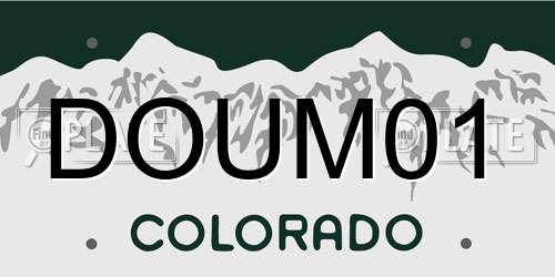 DOUM01 Colorado License Plate