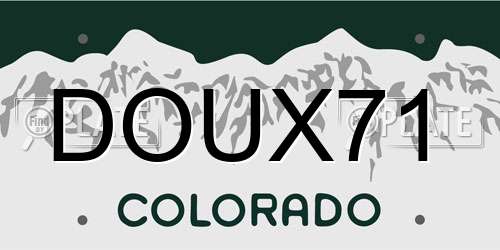 DOUX71 Colorado License Plate