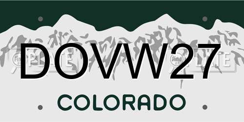 DOVW27 Colorado License Plate