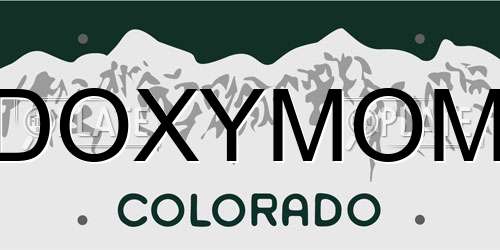 DOXYMOM Colorado License Plate