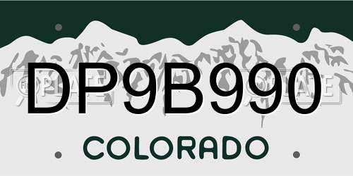 DP9B990 Colorado License Plate