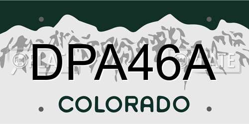 DPA46A Colorado License Plate