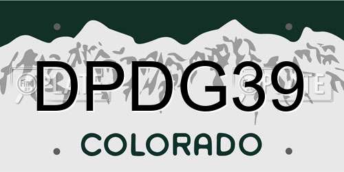 DPDG39 Colorado License Plate