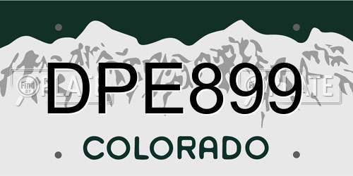 DPE899 Colorado License Plate