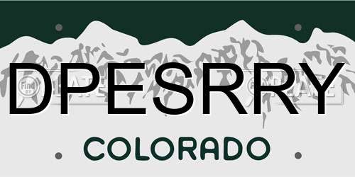 DPESRRY Colorado License Plate