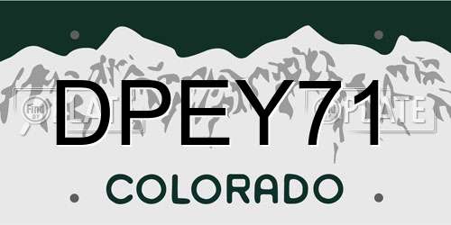 DPEY71 Colorado License Plate