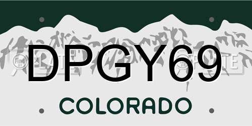 DPGY69 Colorado License Plate