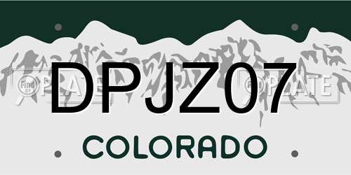 DPJZ07 Colorado License Plate