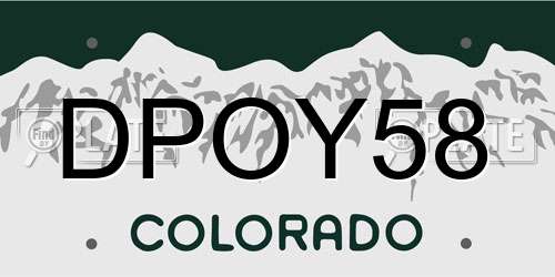 DPOY58 Colorado License Plate