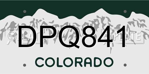 DPQ841 Colorado License Plate