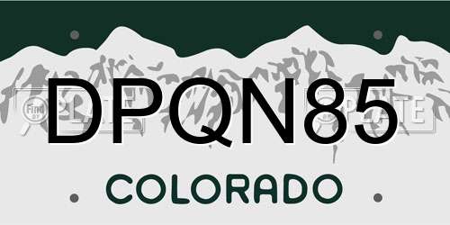 DPQN85 Colorado License Plate
