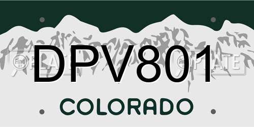 DPV801 Colorado License Plate