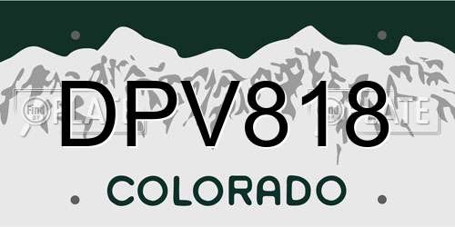 DPV818 Colorado License Plate