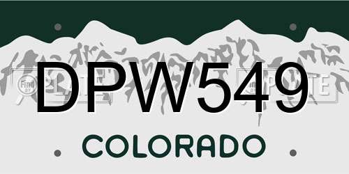 DPW549 Colorado License Plate