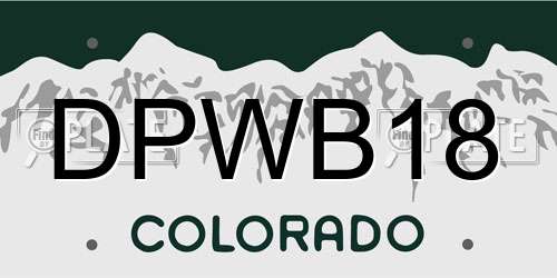 DPWB18 Colorado License Plate