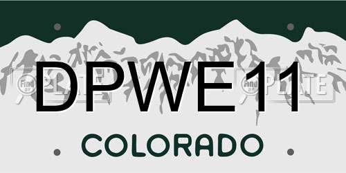 DPWE11 Colorado License Plate