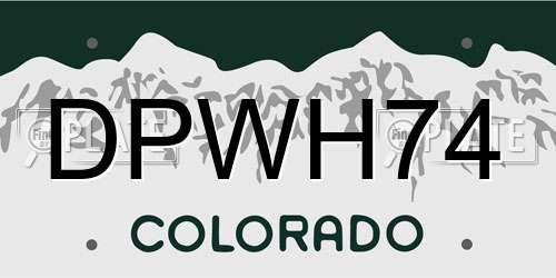 DPWH74 Colorado License Plate