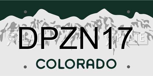 DPZN17 Colorado License Plate
