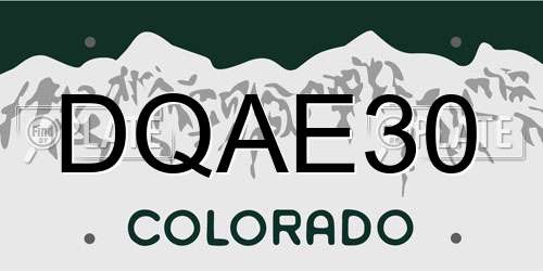 DQAE30 Colorado License Plate