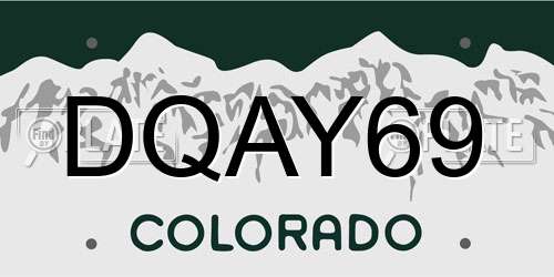 DQAY69 Colorado License Plate