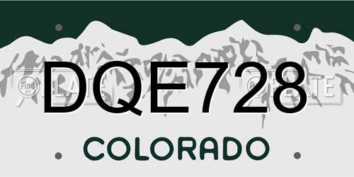DQE728 Colorado License Plate