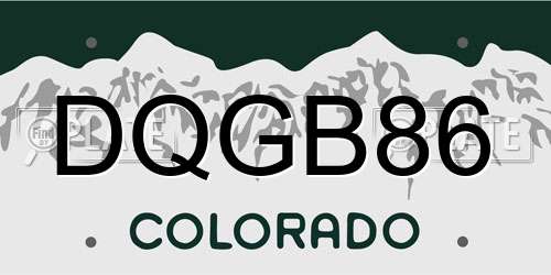 DQGB86 Colorado License Plate