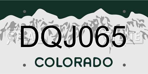 DQJ065 Colorado License Plate