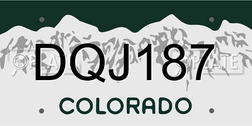 DQJ187 Colorado License Plate
