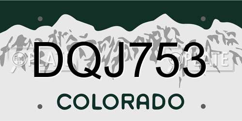 DQJ753 Colorado License Plate