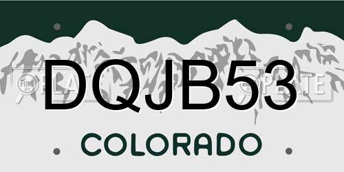 DQJB53 Colorado License Plate