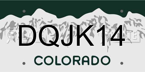 DQJK14 Colorado License Plate