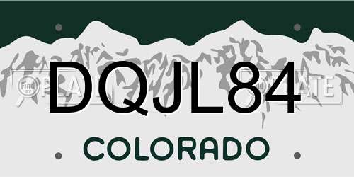 DQJL84 Colorado License Plate
