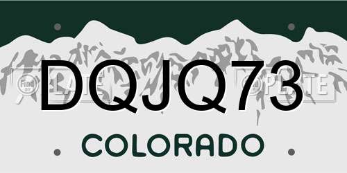 DQJQ73 Colorado License Plate