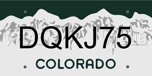 DQKJ75 Colorado License Plate