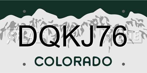 DQKJ76 Colorado License Plate